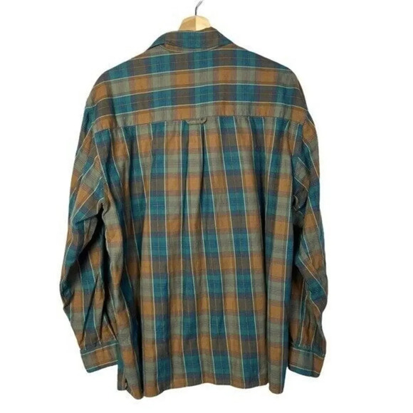 L.L. Bean Vintage Blue & Brown Plaid Long Sleeve Button Down XL - Picture 2 of 3